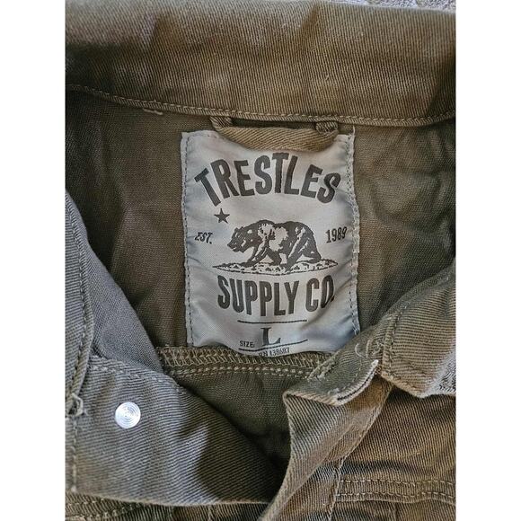 TRESTLES SUPPLY CO Denim Jacket Green All-Star Champions SZ L RARE - Picture 5 of 7
